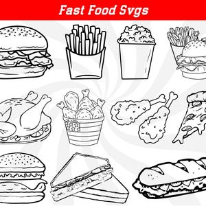 Fast food svg, fastfood clipart, burger svg, sandwich svg, fries svg, pizza svg, hot dog svg,junk food svg, junk food clipart, fast food png