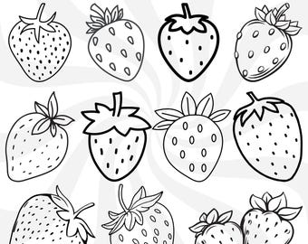 Silueta de fresa, fresa SVG, archivo de corte de fresa, clipart de fresa, vector de fresa, fruta SVG, frutas PNG, fresa PNG
