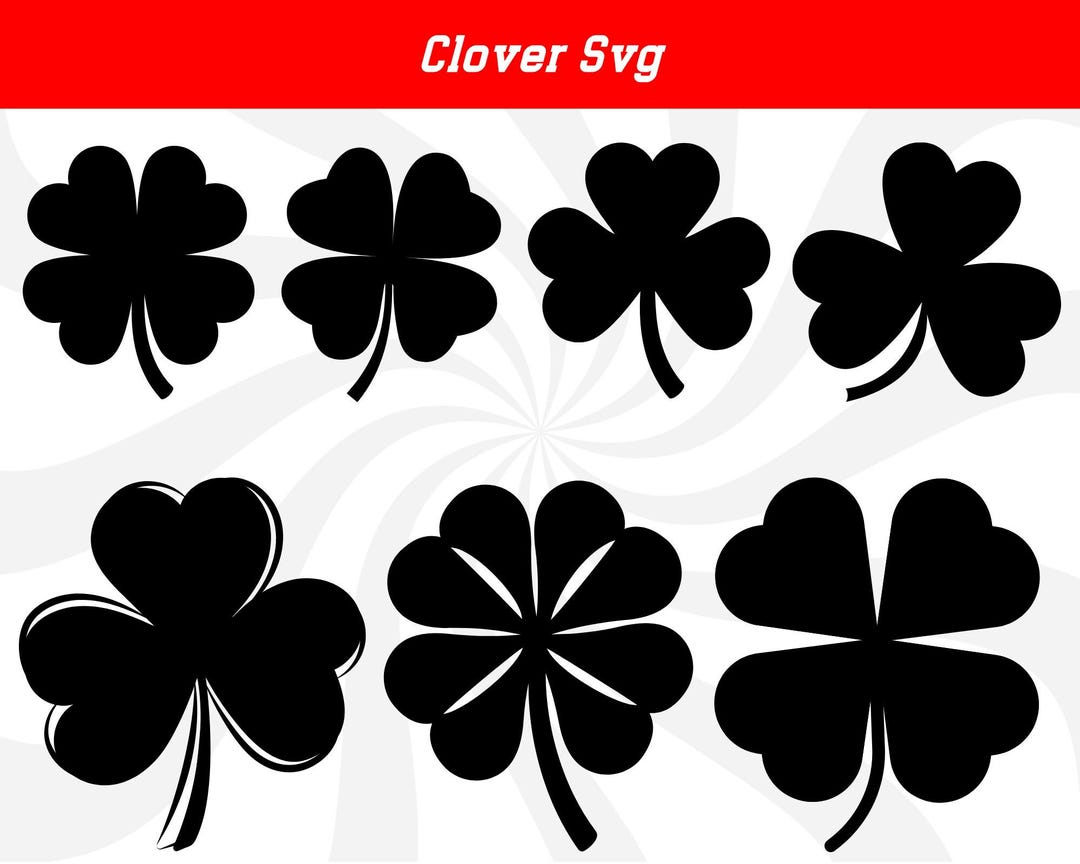 Clover Svg, Clover Clipart, Clover Cut Files, Clover Png, Clover Leaf ...