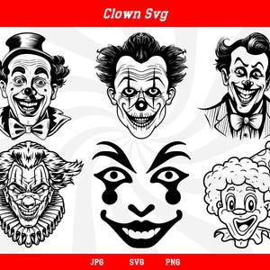 Clown svg, circus clown, scary clown svg, clown clipart, clown silhouette, clown vector, joker svg, scary clown face, clown face, clown png