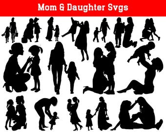 Mother and daughter svg, mother daughter png, mother daughter silhouette, family clipart, mom svg, mom png, family svg, mother day svg