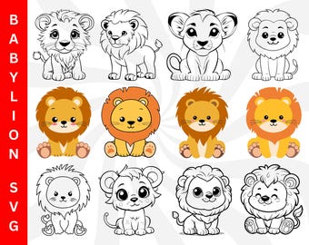 Baby lion svg, cute baby lion svg, cute baby lion clipart, baby lion clipart, lion svg, lion outline svg,baby lion silhouette, baby lion png