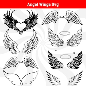 Angel wings svg, wings svg png, angel wings clipart, angel wings outline, wings shape svg, wings silhouette, angel wings vector