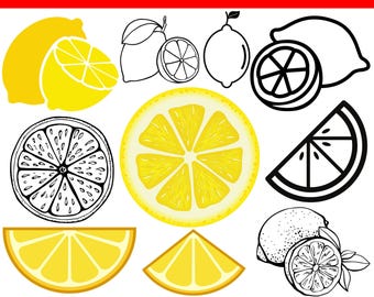 Paquete svg de limón, svg de limón, archivo de corte de limón, svg de verano, svg de limonada, svg de fruta, svg de rodaja de limón, clipart de limón, vector de limón, limón png