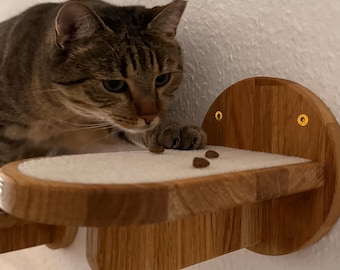 Cat step | Cat stepping stone | Living room climbing wall | Wooden step with embedded carpet