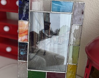 Handmade Stained Glass Frame Suncatcher: Colorful Home Decor