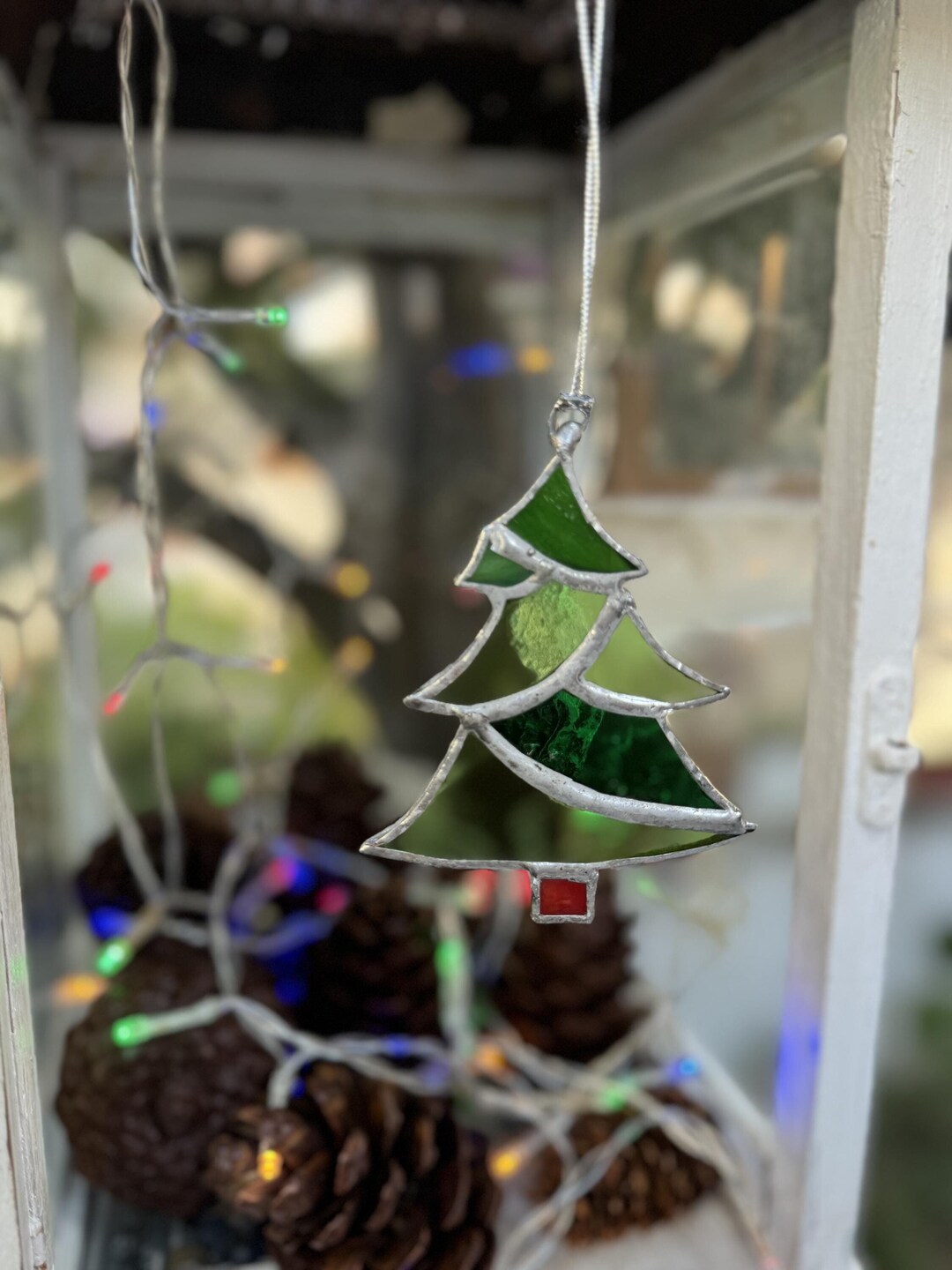 Stained Glass Christmas Tree Suncatcher: Holiday Window Decor - Etsy