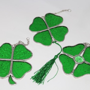 Four Leaf Clover Stained Glass, Handmade Home Decor Gift, Saint Patricks Day, Ornament, Handmade Everlasting,Gift for Mom, Unique Flower