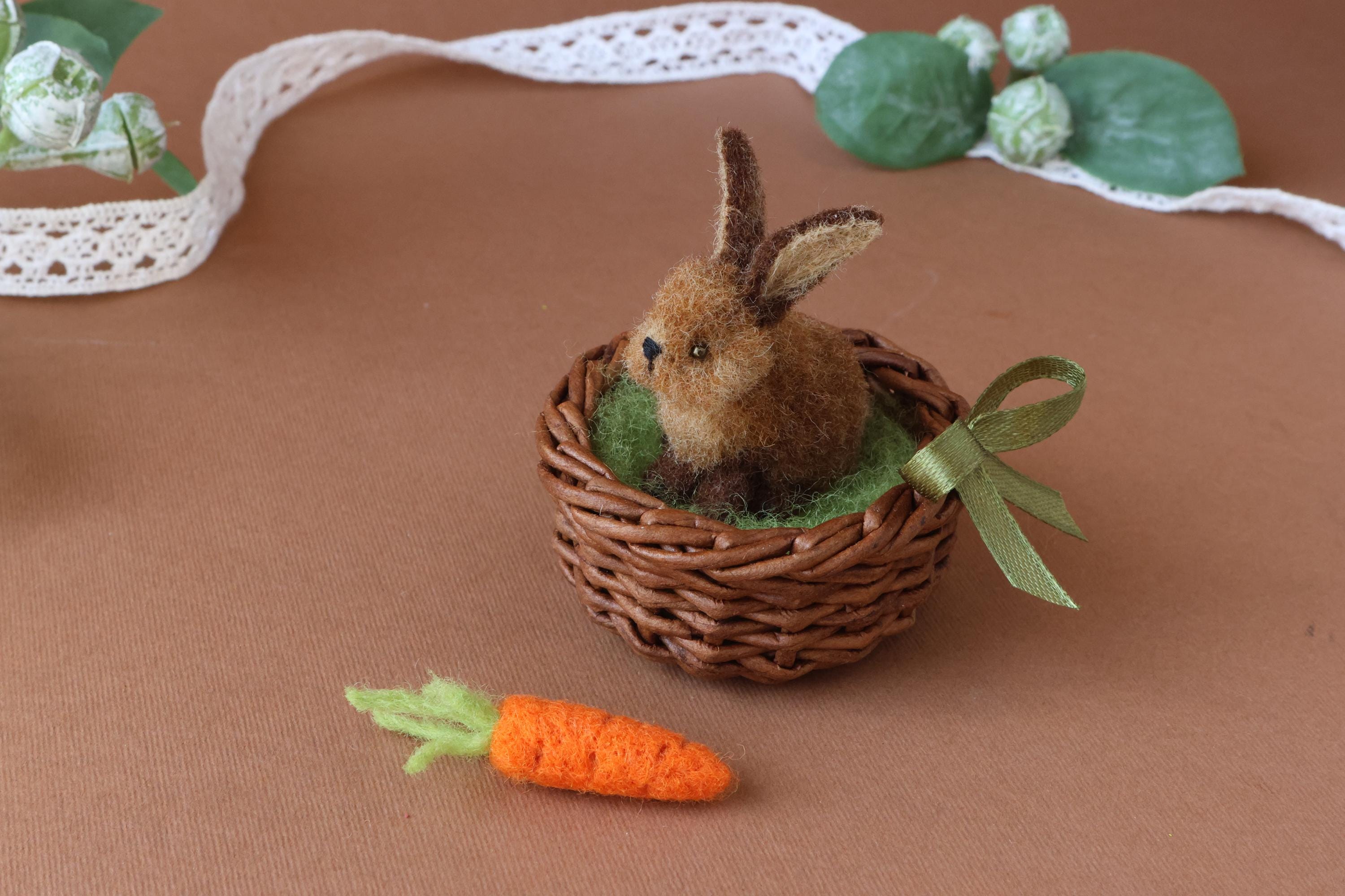 Miniature Bunny With Carrot – Needle Felted Rabbit – 1:12 Scale ...