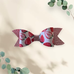 single large strawberry hair clip bow