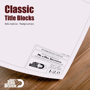Architectural Title Block Template, Classic Corner Style | Autocad Editable Title Block for Interior Designers and Architects