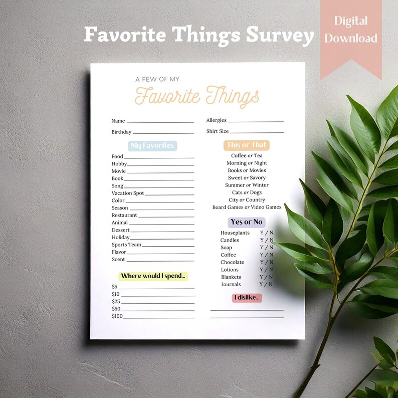 Employee Favorite Things List | Team Building Game (digital Download ...