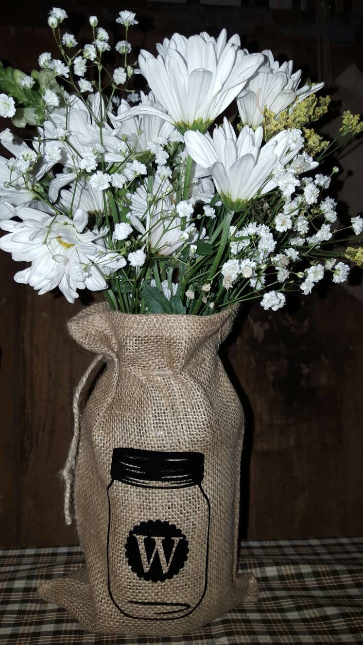 Mason Jar Burlap Wedding Personalized Burlap Vase Jar Etsy