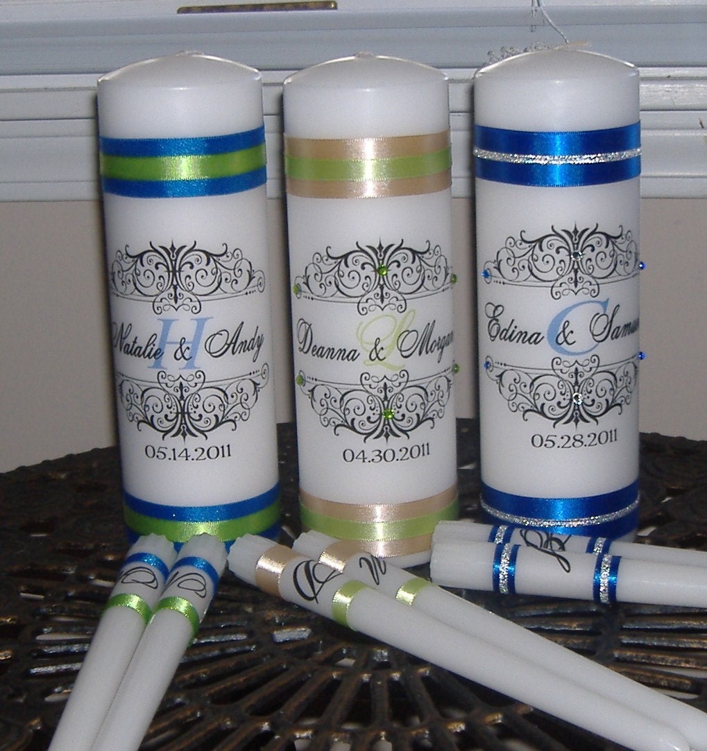 Personalized Unity Candle Set with Monogram FREE SHIPPING in Etsy