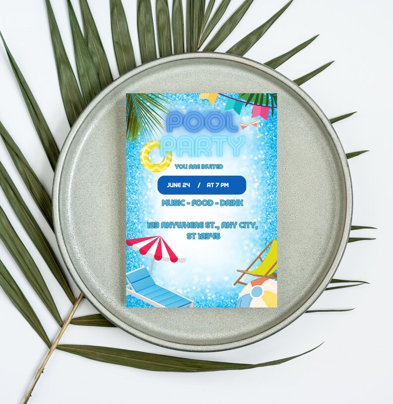 Editable Pool Party Invitation Canva Printable Template For Fun