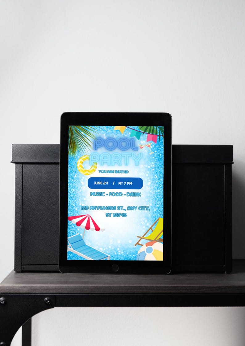 Editable Pool Party Invitation Canva Printable Template For Fun