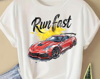 Red Sports Car PNG: Run Fast Shirt Design (Digital Download)
