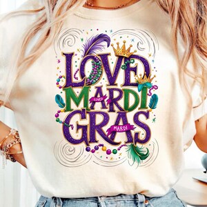 Loved Mardi Gras Png, Glitter Carnival Design, Coquette Style Png, Loved Png, Mardi Gras Shirt, Digital Download, Digital File, Png Designs