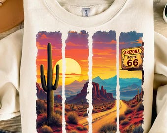 Vintage Arizona Route 66 PNG: Retro Western Design (Digital Download)
