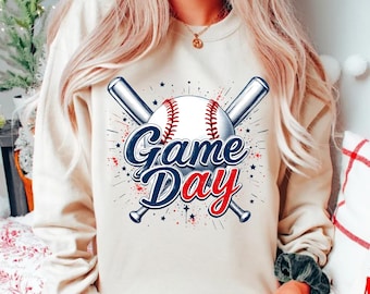 Game Day PNG, Baseball Game Day Shirt Design, Retro Baseball PNG, Sports Mom Graphic, Sublimation PNG, Digital Download