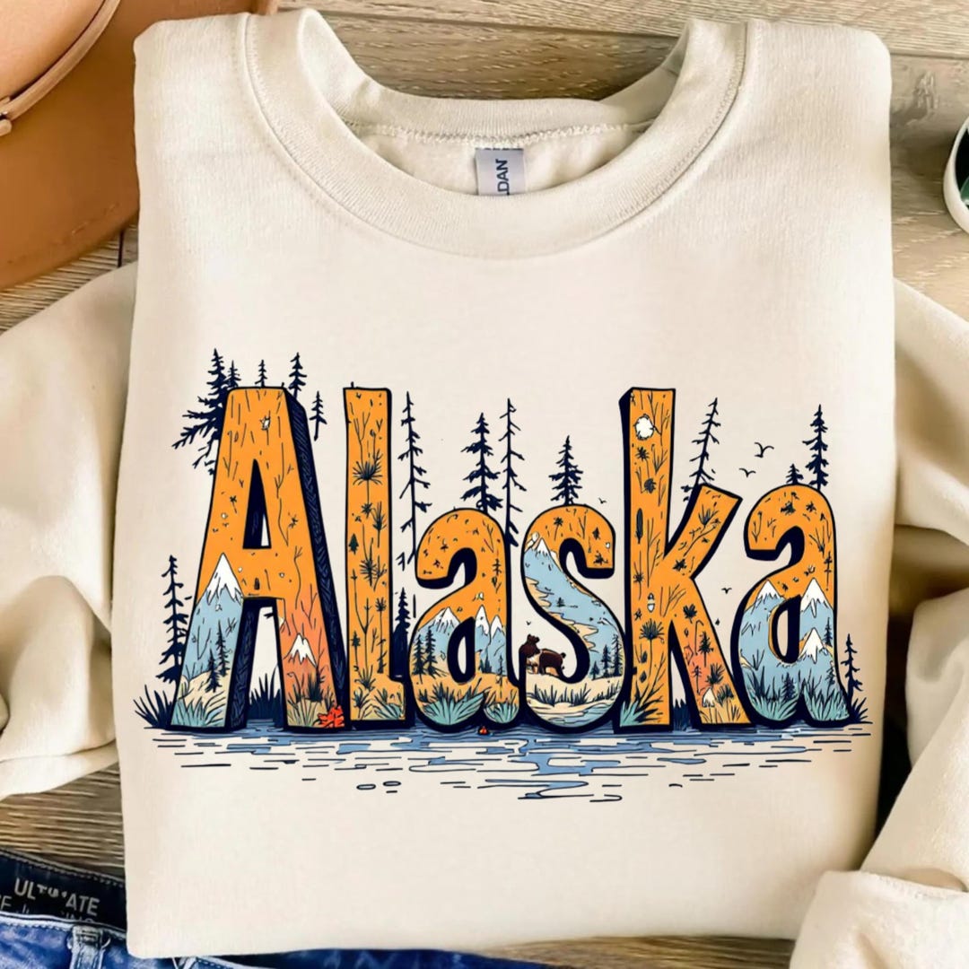 Retro Alaska PNG Design, Letter A Landscape Art (digital Download) - Etsy