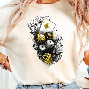 Golden Dice and Poker Cards, Poker Cards Png, Casino Shirt Design, Poker Shirt, Poker Clipart Design, Digital Prints, Digital Download, Png