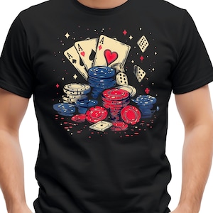Poker Chips and Cards Png Design, Retro Casino Bach Trip Tee, Casino Theme Shirt Design Png, Poker Shirt, Digital Prints, Digital Download