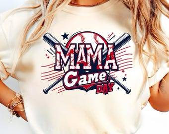 Mama Game Day Baseball PNG: Retro Sports Mom Design (Digital Download)