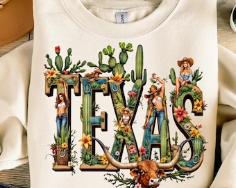 Vintage Texas Cowgirl PNG: Western Sublimation Design (Digital Download)