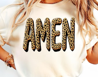 Leopard amen, png, retro christelijk shirtontwerp (digitale download)