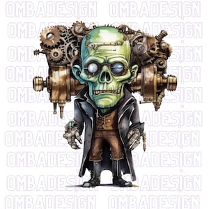 Frankenstein Shirt, Steampunk Frankenstein Halloween Design, Halloween Png, Frankenstein Png, Sublimate Designs Download, Digital Download