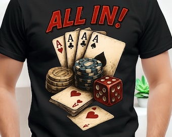 All In Poker PNG: Cartas y fichas de casino al estilo Las Vegas (Descarga digital)