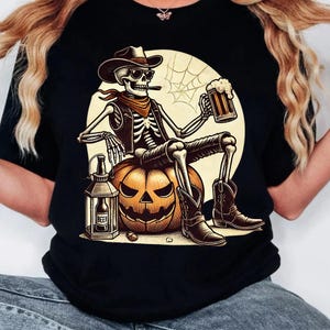 Texas Cowboy Png, Western Skeleton Cowboy, Halloween Beer Skeleton, Cowboy Png, Vintage Western Skeleton, Pumpkin Cowboy Png, Wild West Png