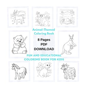 Animal-Themed Coloring Book - Educational Coloring Book - Coloring Book for Kids - Child Development Book - Fun Coloring Book - PDF Download