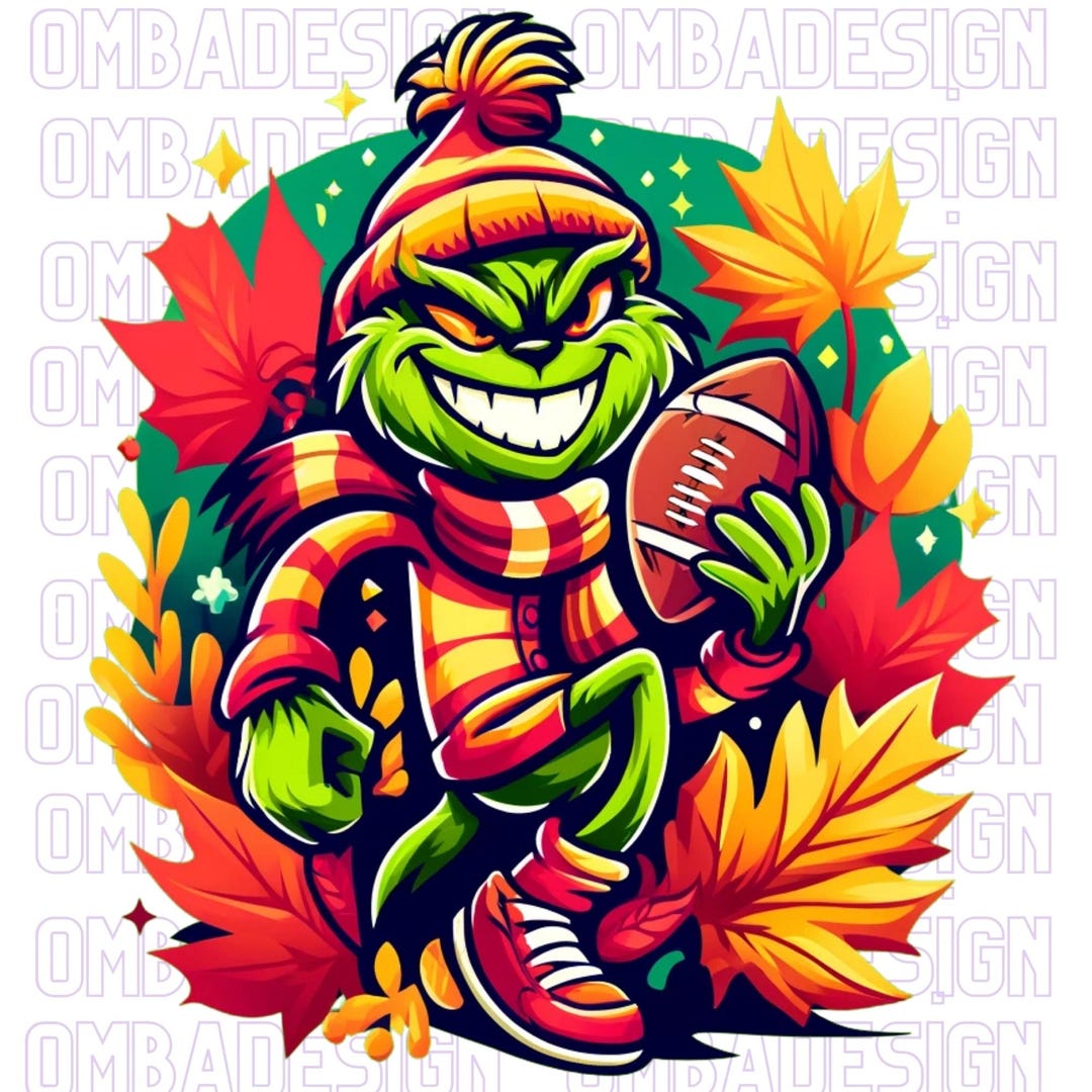 Grinch Fall Football PNG, Christmas Design (digital Print) - Etsy Canada