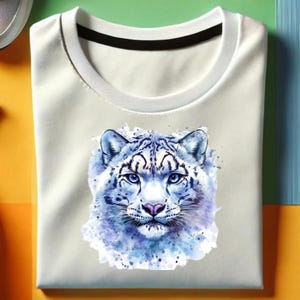 Snow Leopard Png, T-Shirt, Leopard Design, Animal Print Tee, Download Sublimation Designs, Digital Prints, Design File, Leopard Animal Shirt