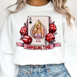 Coquette Gambling Time Png, Poker Shirt Funny, Ace of Spades Card Designe, Funny T-Shirt Png, Poker Shirt, Digital Prints, Digital Download