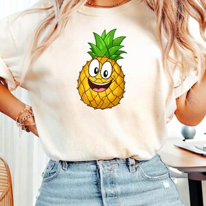 Happy Pineapple Cartoon, Cute Pineapple Illustration, Smiling Pineapple Cartoon Png, Perfect for T-Shirt Prints, Cute Pineapple, Png Design