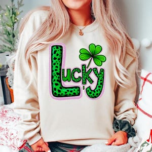 St Patrick’s Day Lucky Png, Green Glitter Shamrock Png, Irish Lucky Charm Png, Retro Leopard Clover Png, St Paddy’s Day Shirt Png, Lucky Png
