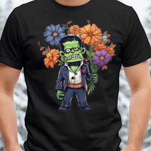 Frankenstein&#39;s Halloween Shirt, Halloween Png, Frankenstein Png, Sublimate Designs Download, Halloween Flowers Png, Digital Download