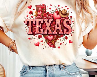 Retro Texas Valentine's Day PNG – Heart Map Design (Digital Download)