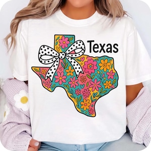 Floral Texas Map PNG: Coquette Bow Design (Digital Download)