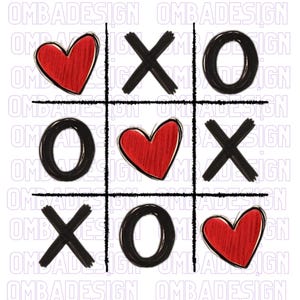 May include: A black and red tic-tac-toe game board with hearts and circles as the game pieces.