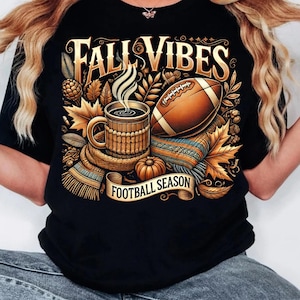 Fall Drinks Football Season Tee, Autumn Coffee Football Lover Tee, Football Season Png, Fall Drink Png, Football Shirt Png, Cozy Drink Png