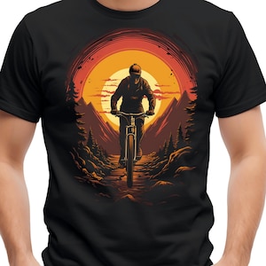 Mountain Biker Sunset Png, Adventure Cycling Shirt, Trail Riding Art Design, Mountain Biking Art Print, Digital Prints, Design File