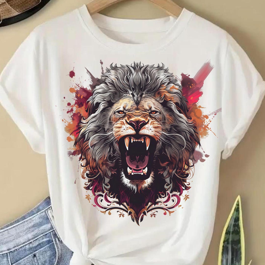 King Lion T-shirt Design: Animal Print Sublimation (digital Download)