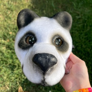 Panda Mask Adjustable Elastic Band Therian Dress-Up Halloween Kids Costume Animal Mask Lined