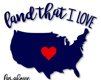 God Bless America Land That I Love USA Heart - SVG, DXF, png, jpg digital cut file for Silhouette or Cricut