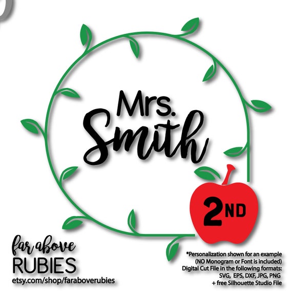 Download Free Teacher Apple Monogram Wreath Personalizationnot Included Etsy SVG Cut Files