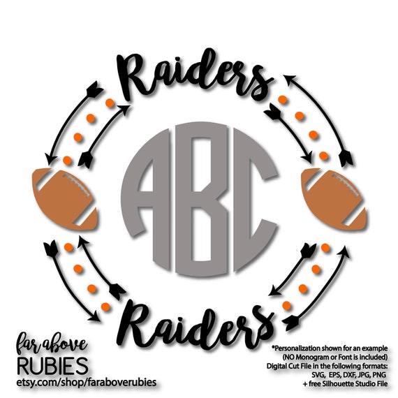 Raiders Football Monogram Wreath Frame With Arrows Monogram Etsy